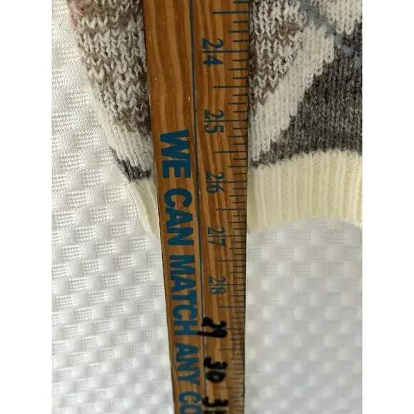 Dana Scott Vintage Argyle Geometric Knit Cardigan 1970s Dad Grandpa Sweater XL - Picture 7 of 8